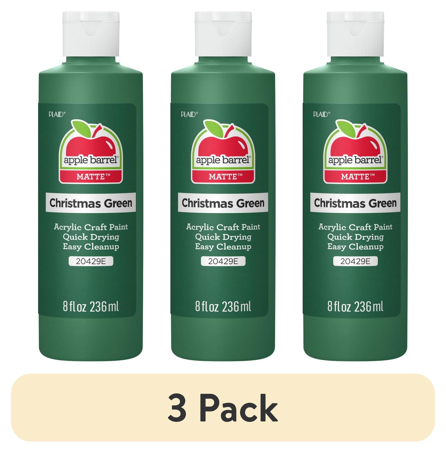 (3 pack) Apple Barrel Acrylic Craft Paint, Matte Finish, Christmas Green, 8 fl oz