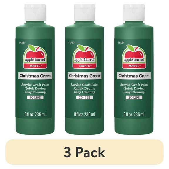 (3 pack) Apple Barrel Acrylic Craft Paint, Matte Finish, Christmas Green, 8 fl oz