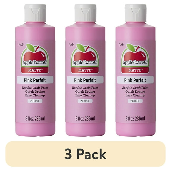 (3 pack) Apple Barrel Acrylic Craft Paint, Matte Finish, Pink Parfait, 8 fl oz