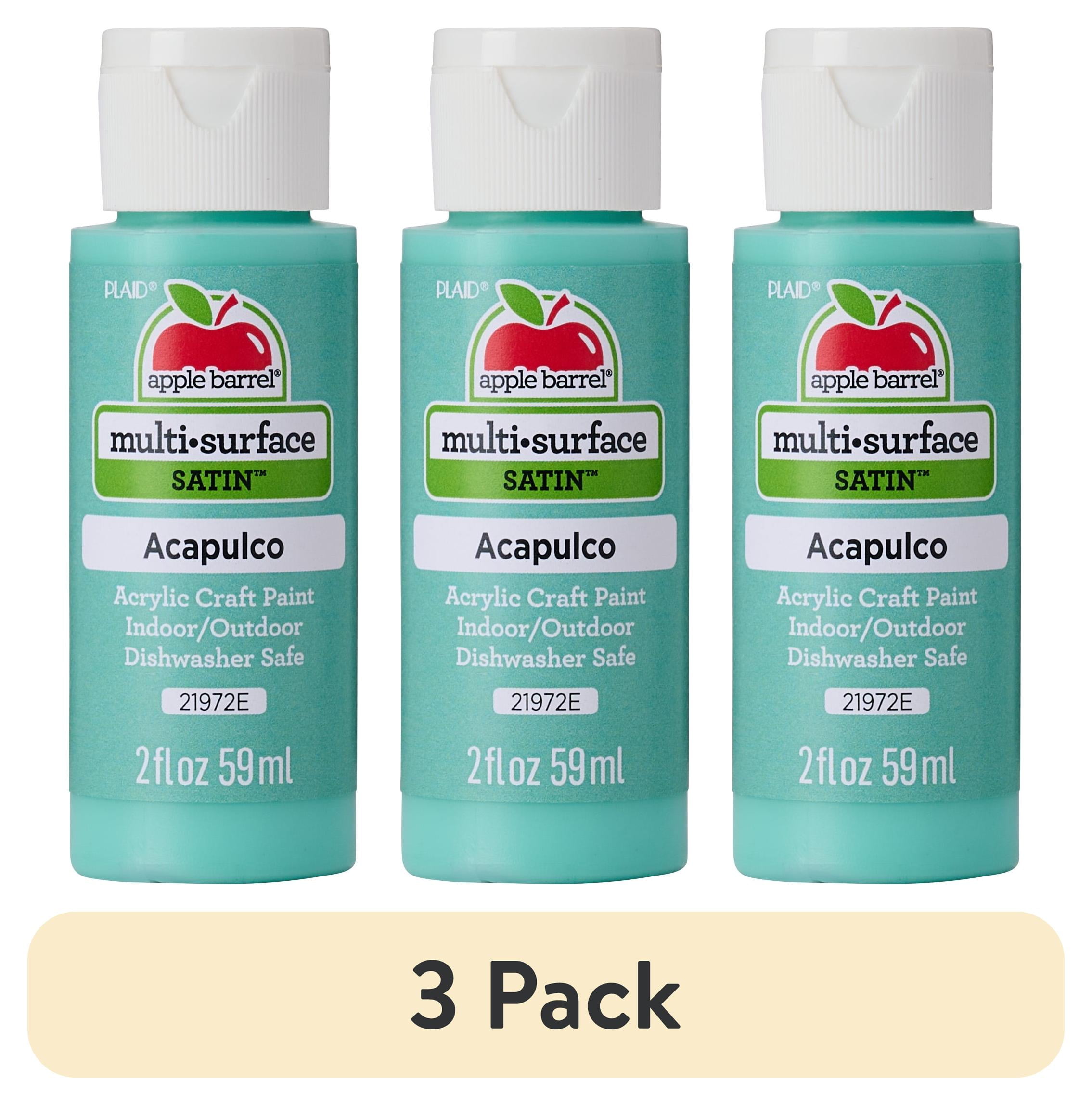 (3 pack) Apple Barrel MultiSurface Acrylic Craft Paint, Satin Finish