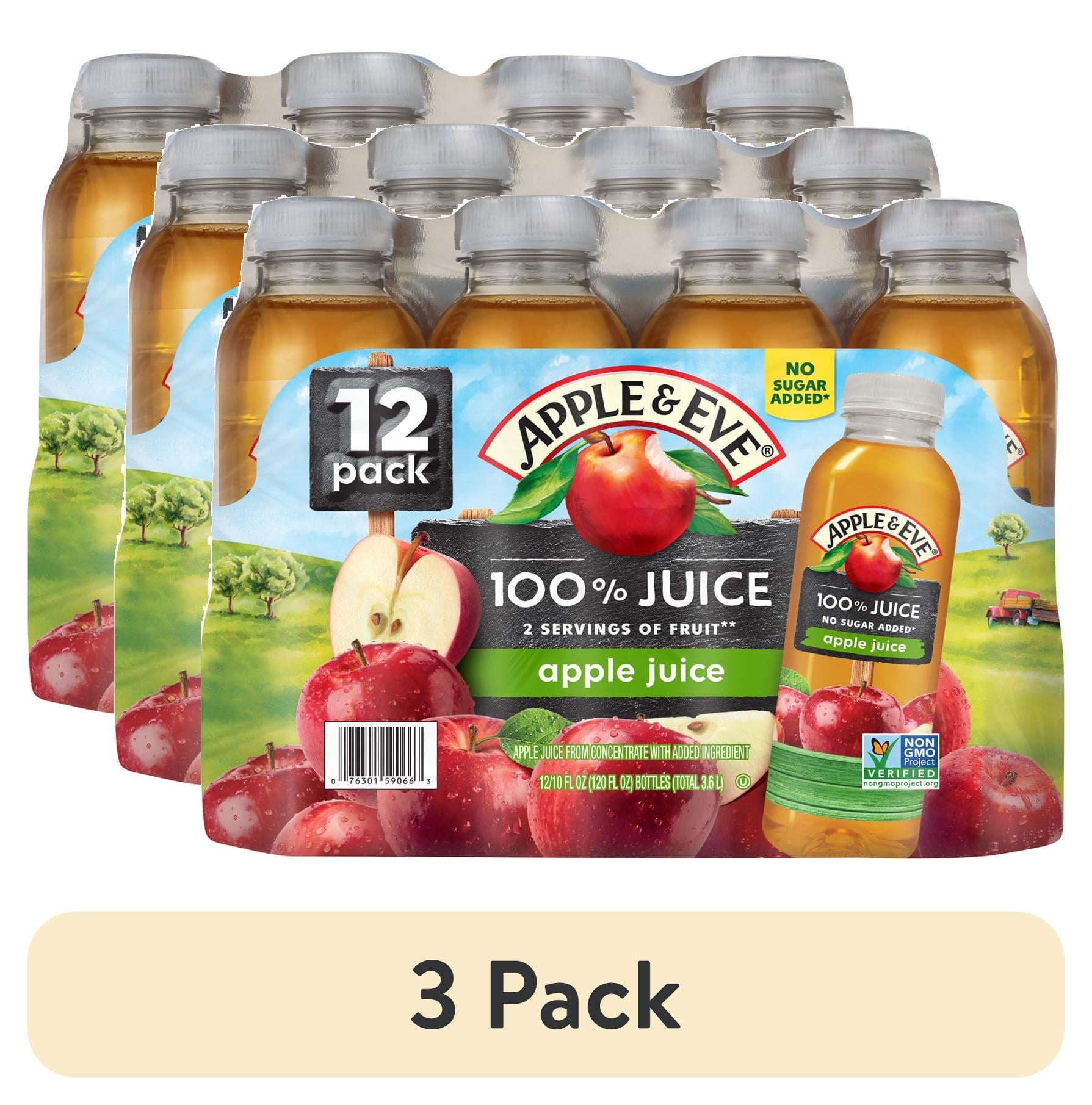 (3 pack) Apple & Eve 100% Apple Juice, 10 fl oz, 12 Pack Box