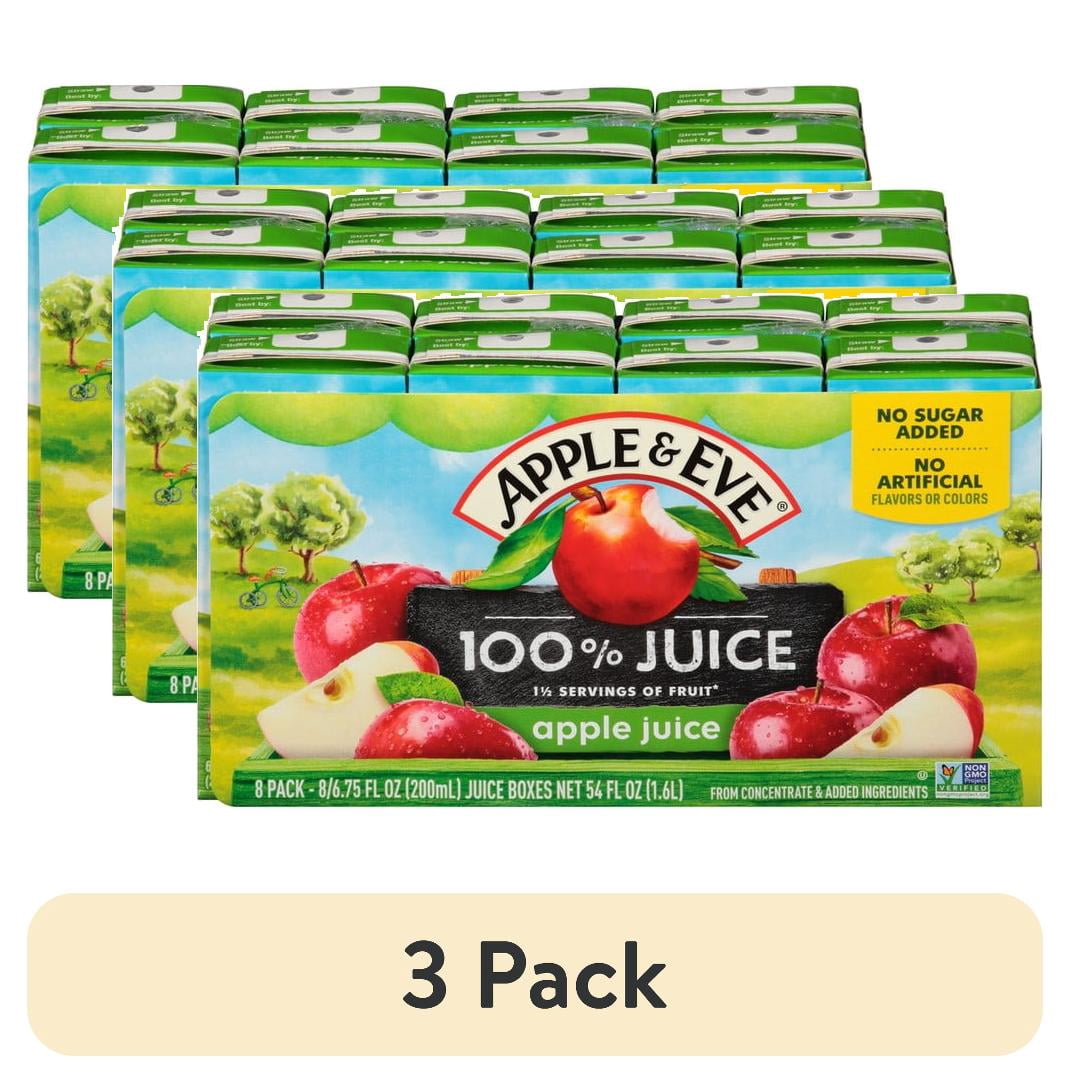 (3 pack) Apple & Eve 100% Apple Juice, 6.75 fl oz, 8 Count