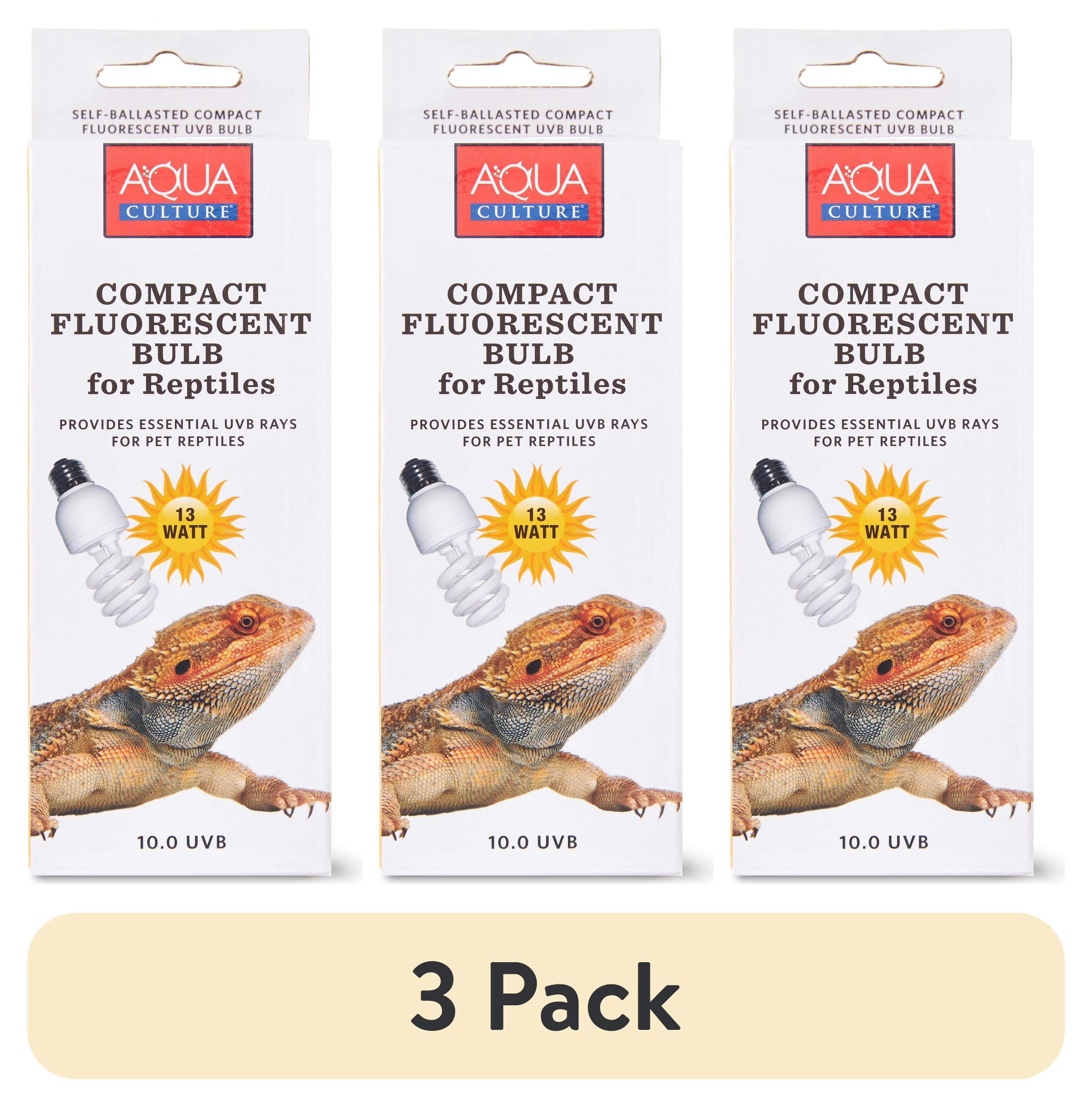 (3 pack) Aqua Culture Compact Fluorescent Bulb for Reptiles, 13-Watt