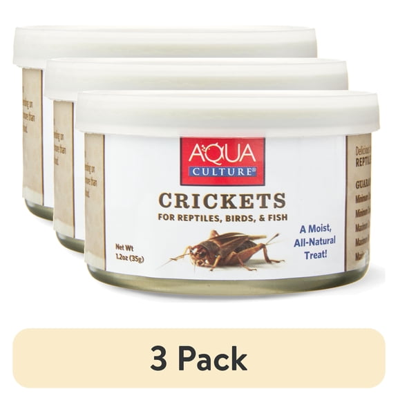 (3 pack) Aqua Culture Crickets for Reptiles, Birds, and Fish, 1.2 oz