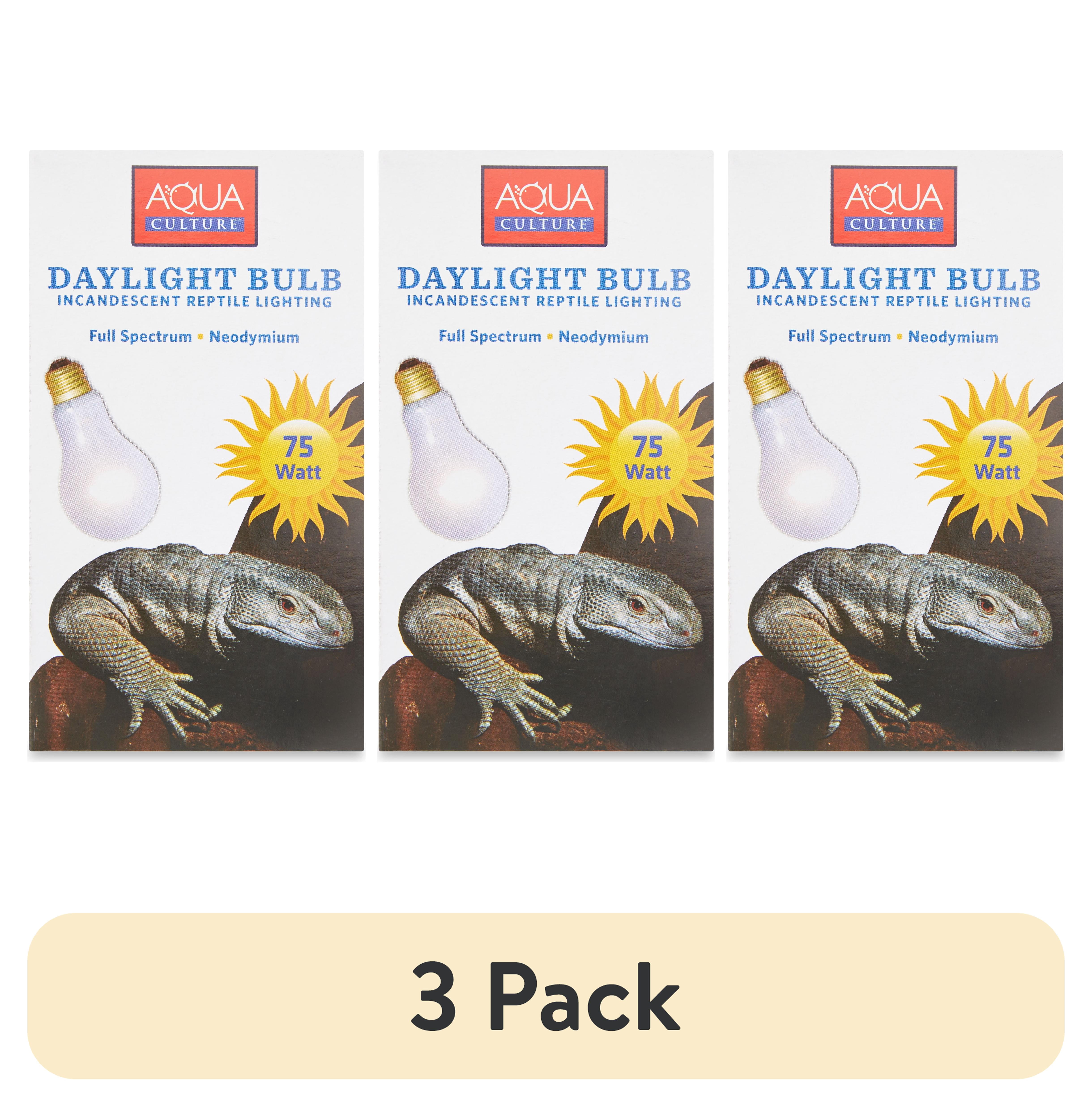 (3 pack) Aqua Culture Daylight Bulb Incandescent Reptile Lighting, 75-Watt