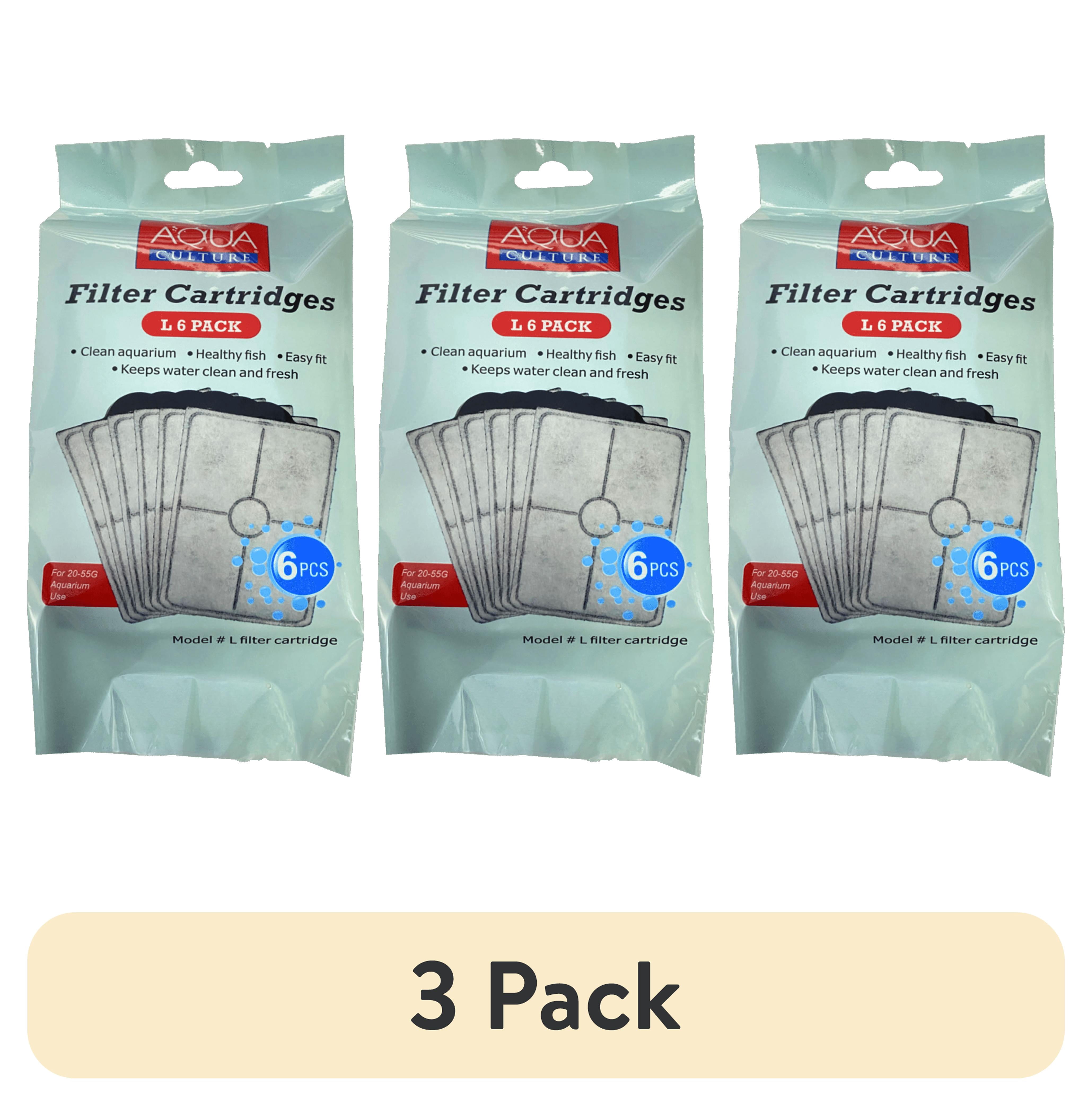 (3 pack) Aqua Culture Aquarium Filter Cartridges, Model L, One Size, 6 Pack