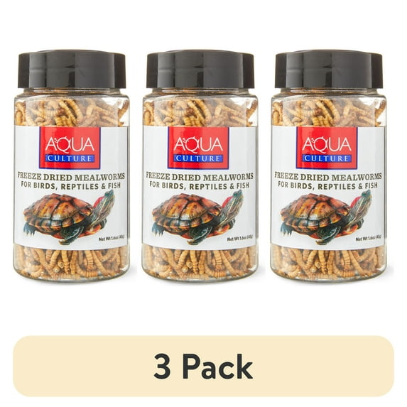 (3 pack) Aqua Culture Freeze-Dried Mealworms for Birds, Reptiles & Fish, 1.6 oz