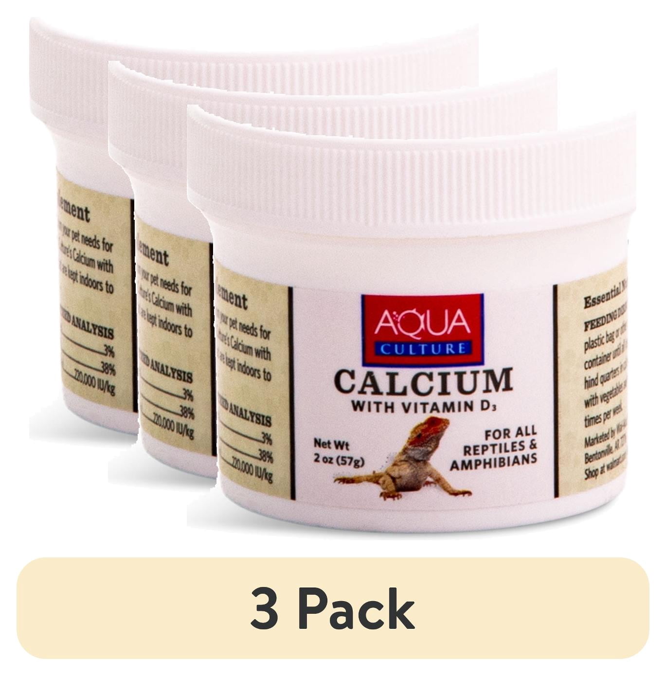 (3 pack) Aqua Culture Calcium Supplement with Vitamin D3 for Reptiles, 2 oz, Pack of 1