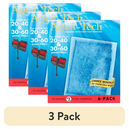 (3 pack) Aqua-Tech EZ-Change Replacement #3 Aquarium Filter Cartridge, 6 pack
