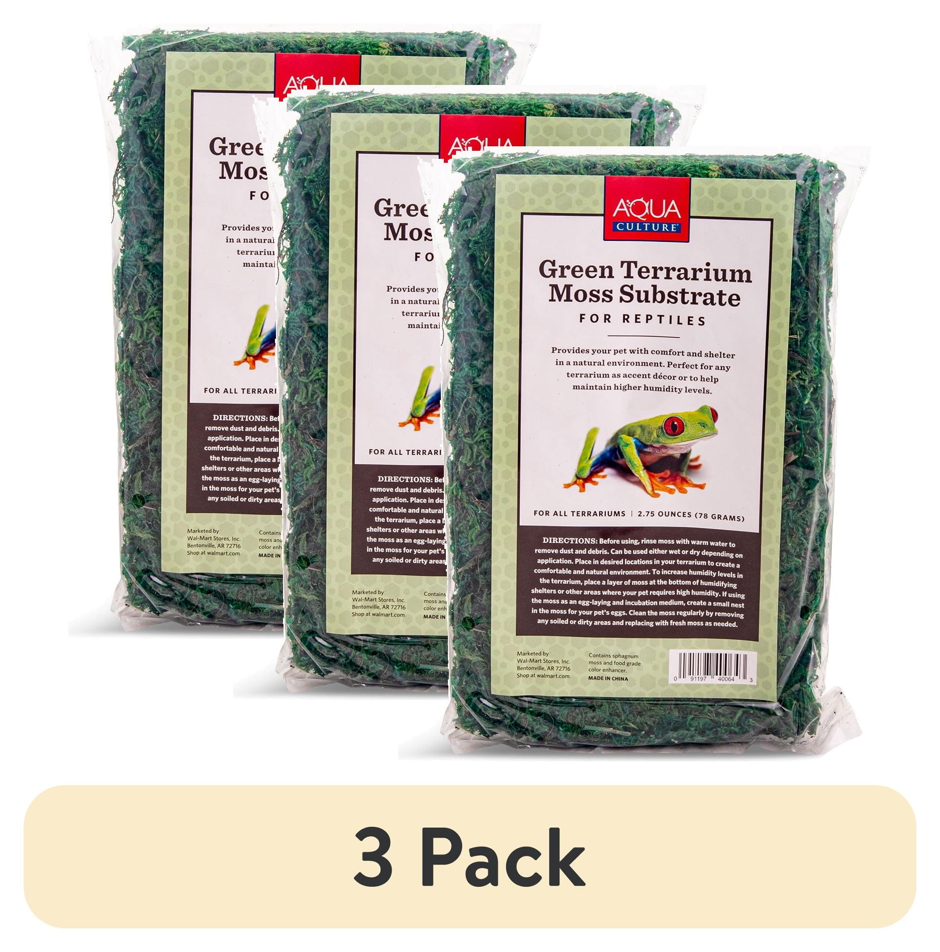 (3 pack) Aquaculture Green Terrarium Decor Moss for Reptiles 2.75oz