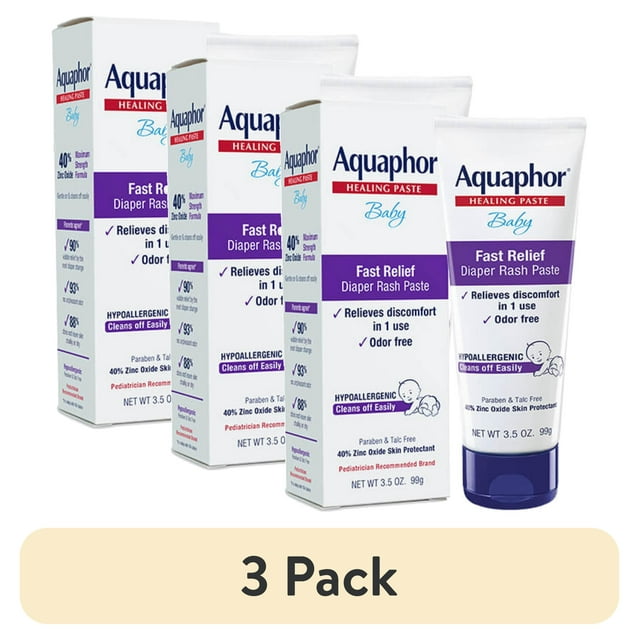 (3 pack) Aquaphor Maximum Strength Baby Diaper Rash Paste, 3.5 oz
