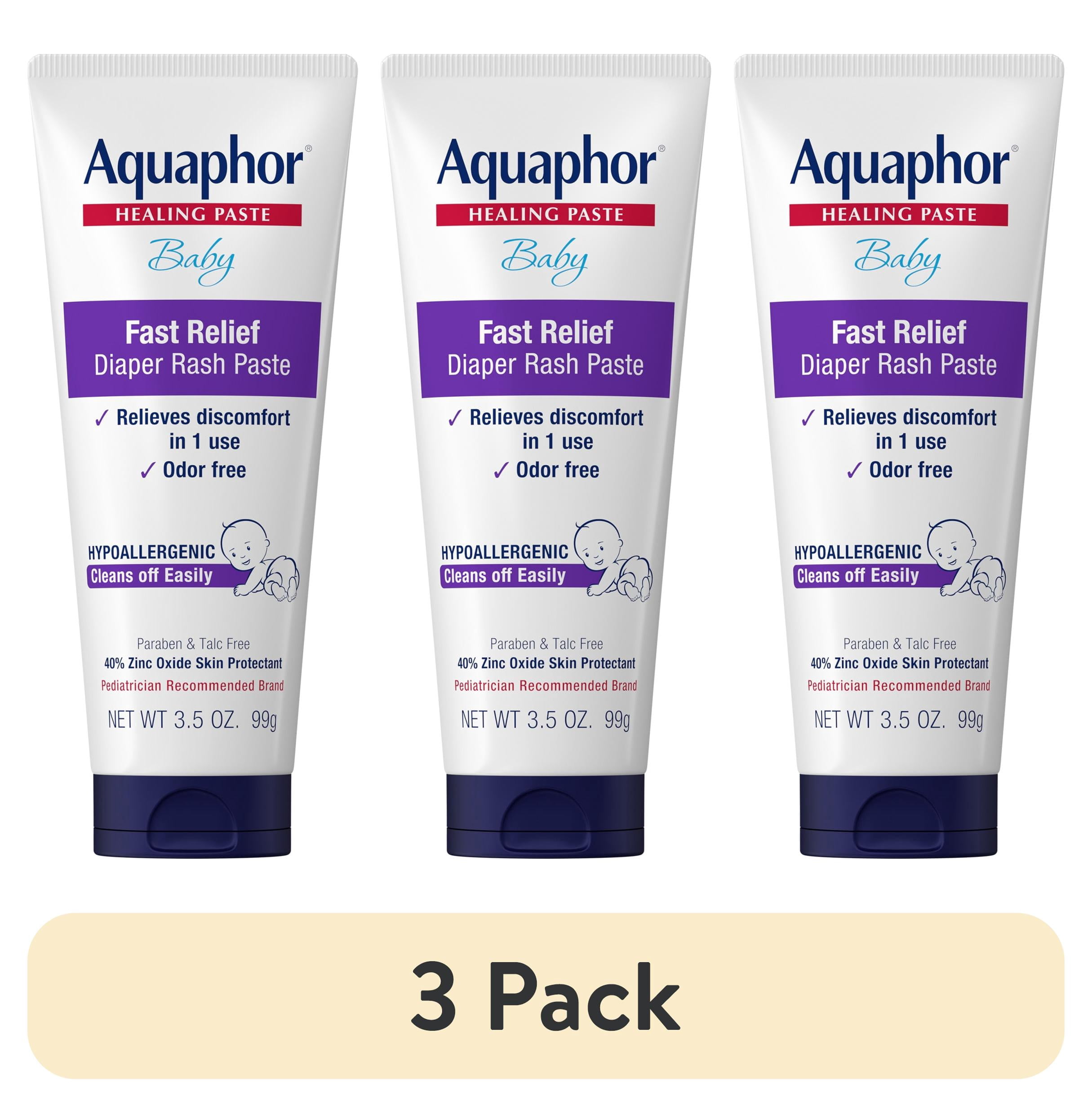 3 pack) Aquaphor Baby Diaper Rash Paste with Zinc Oxide