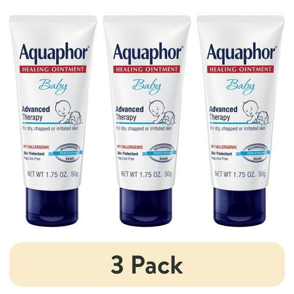 (3 pack) Aquaphor Baby Healing Ointment for Teething, Drool and Diaper Rash, Travel Size, 1.75 oz