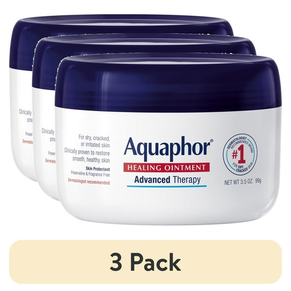 (3 pack) Aquaphor Healing Ointment Skin Protectant for Dry, Cracked, Irritated Skin, Fragrance Free, 3.5 oz