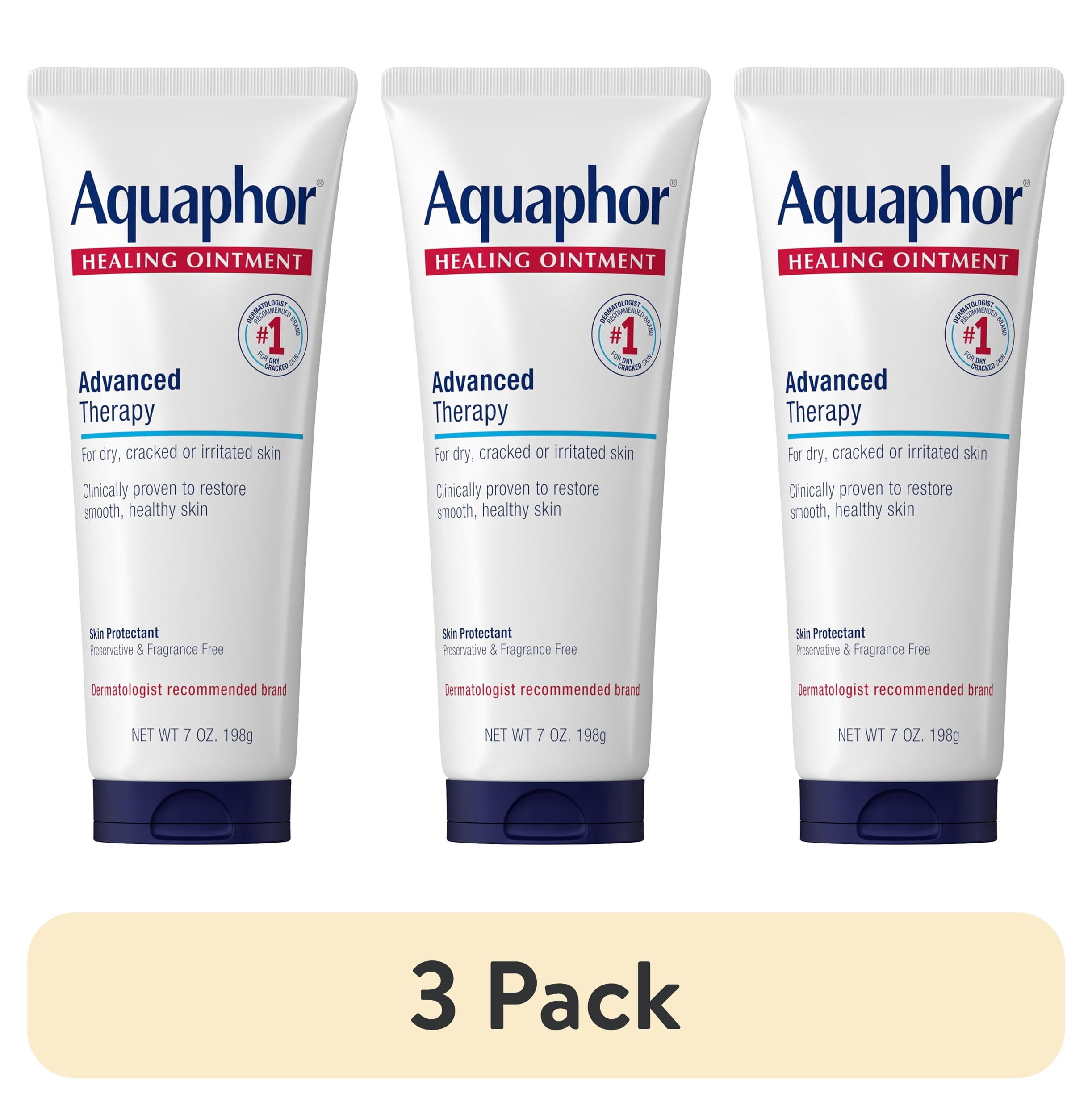 (3 pack) Aquaphor Healing Ointment Skin Protectant for Dry, Cracked, Irritated Skin, Fragrance Free, 7 oz