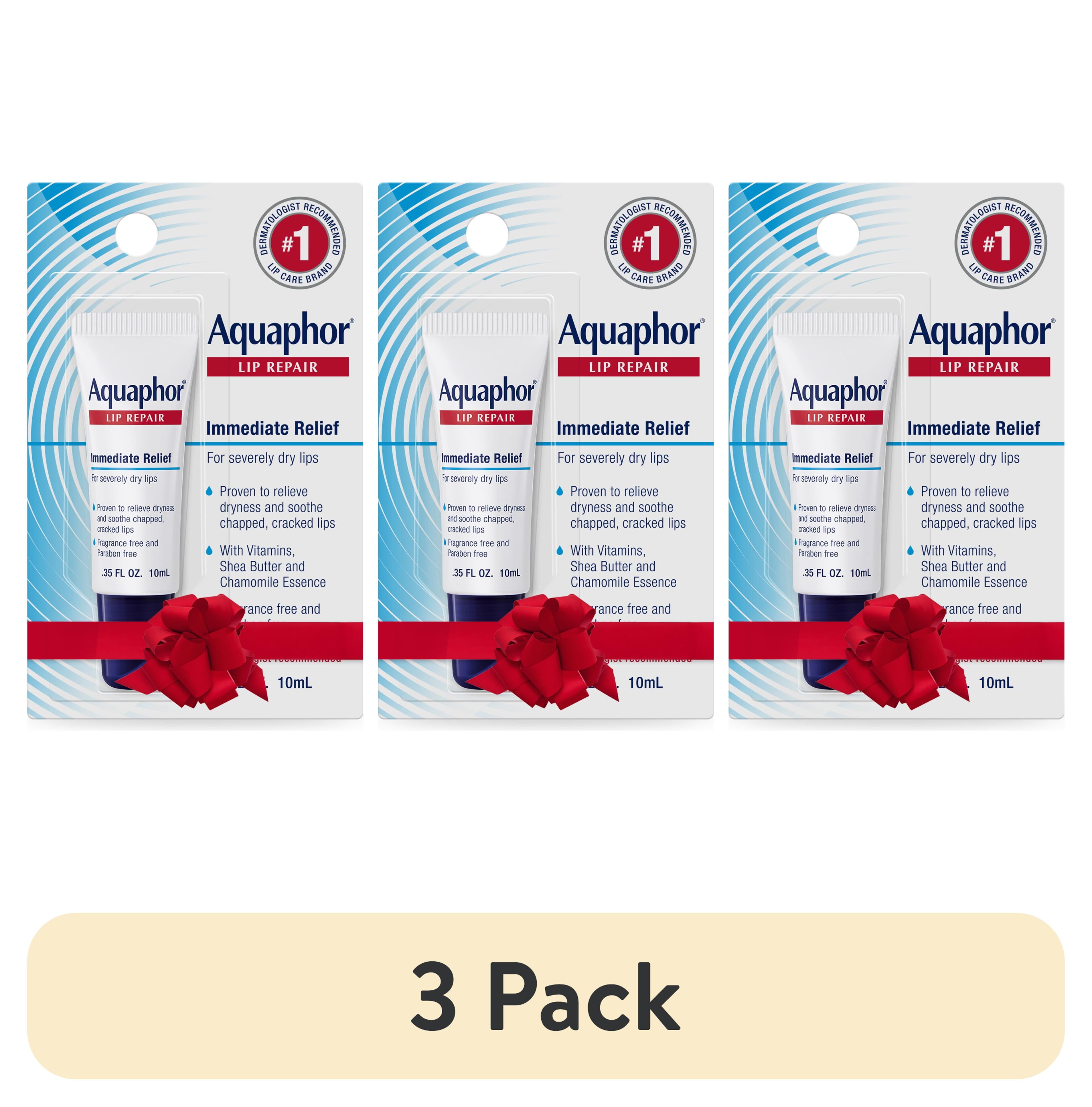 (3 pack) Aquaphor Lip Repair Ointment for Dry Lips with Shea Butter, Holiday Gifts, 0.35 fl oz