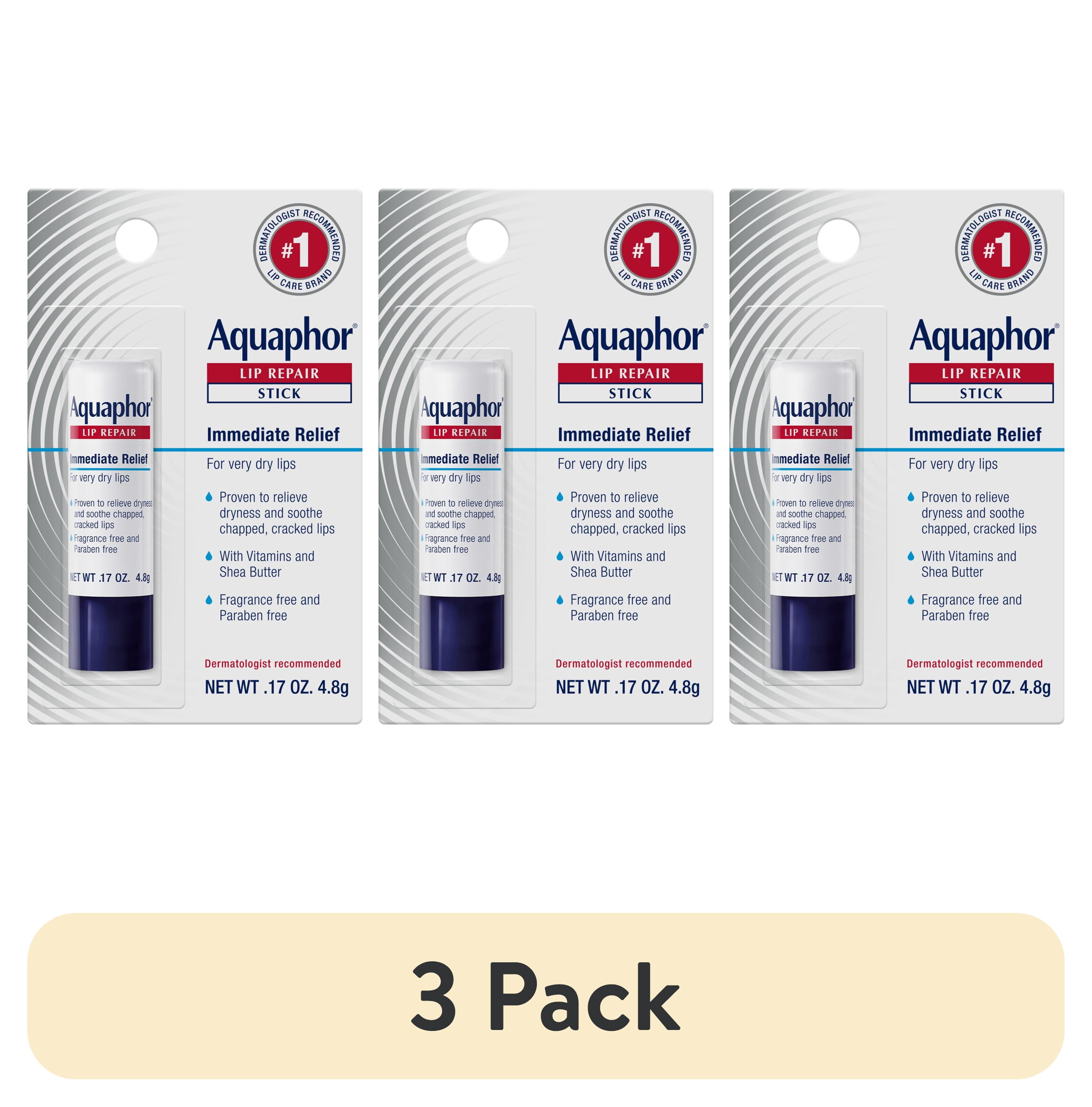 (3 pack) Aquaphor Lip Repair Stick for Immediate Relief of Very Dry Lips 0.17Oz