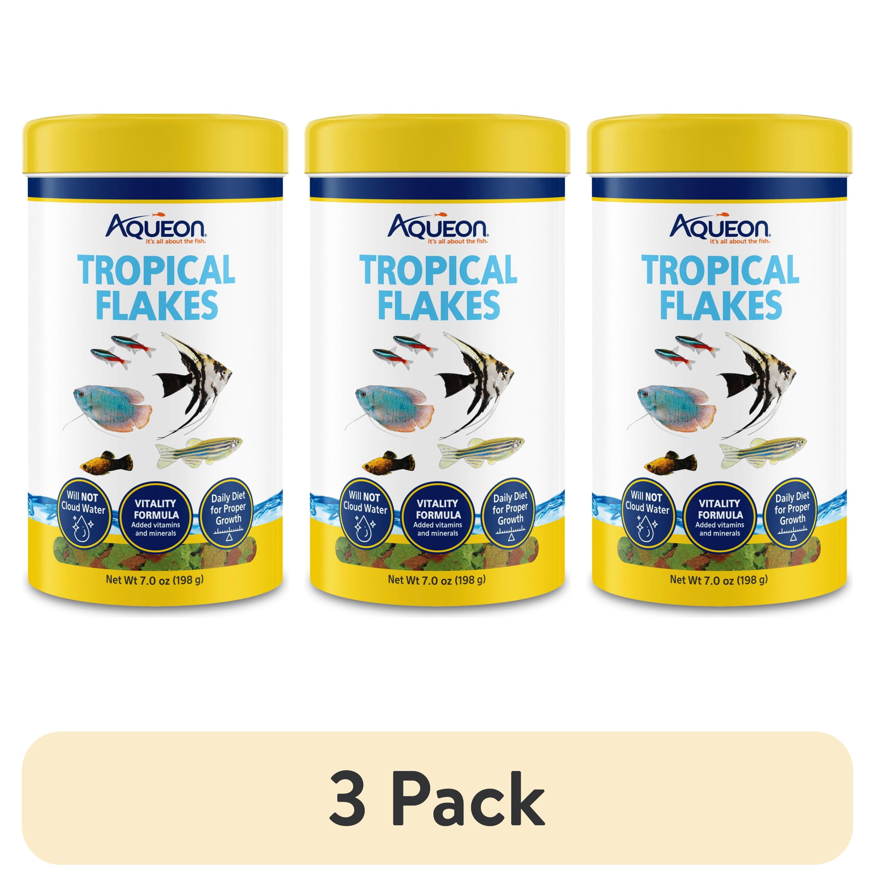 (3 pack) Aqueon Tropical Flakes Fish Food 7 Ounces