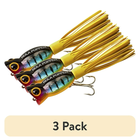 (3 pack) Arbogast Hula Popper Topwater Baits 1 1/4" Perch 3/16 oz.