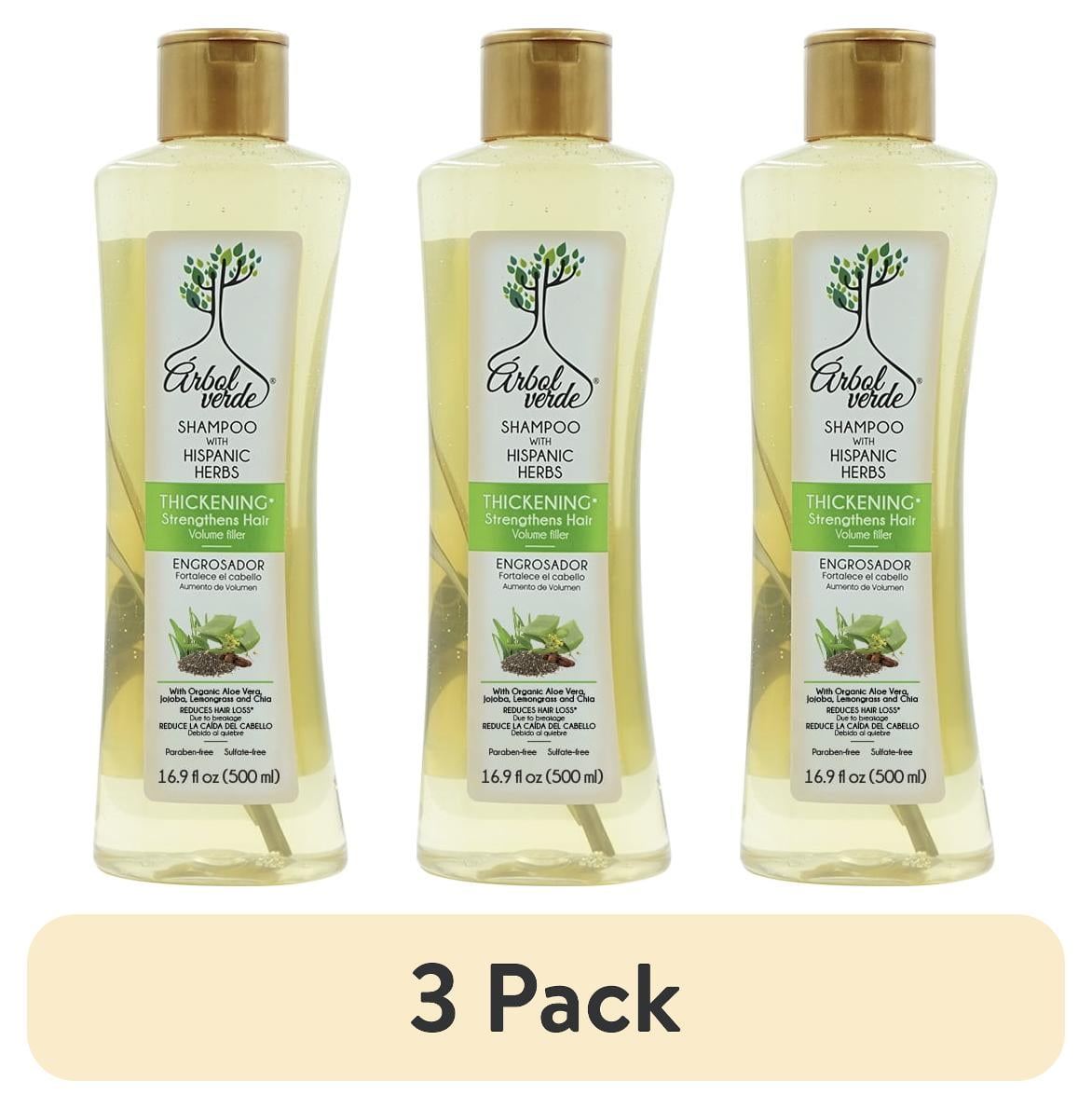 (3 pack) Arbol Verde Natural Hair Thickening Shampoo with Hispanic Herbs, 16.9 fl oz