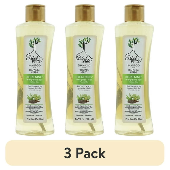 (3 pack) Arbol Verde Natural Hair Thickening Shampoo with Hispanic Herbs, 16.9 fl oz