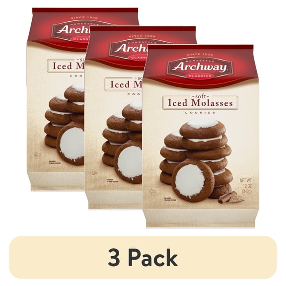 (3 pack) Archway Cookies, Classic Soft Iced Molasses Cookies, 12 oz