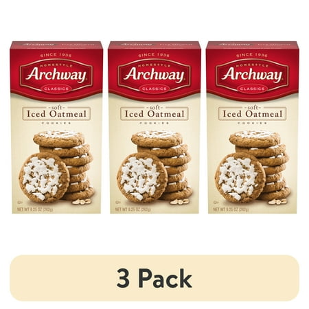 (3 pack) Archway Cookies, Soft Iced Oatmeal Cookies, 9.25 oz