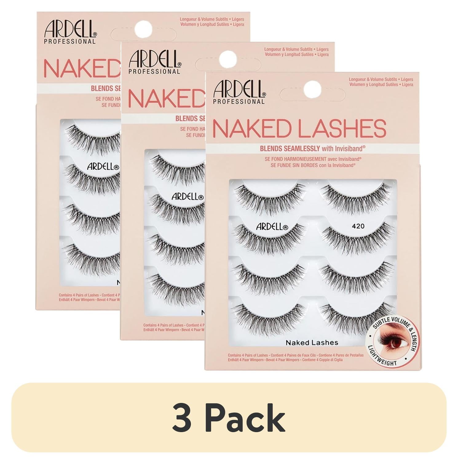 (3 pack) Ardell Naked Lashes 420 Multipack, Lightweight Natural False Eyelashes with Invisiband, 4 Pairs