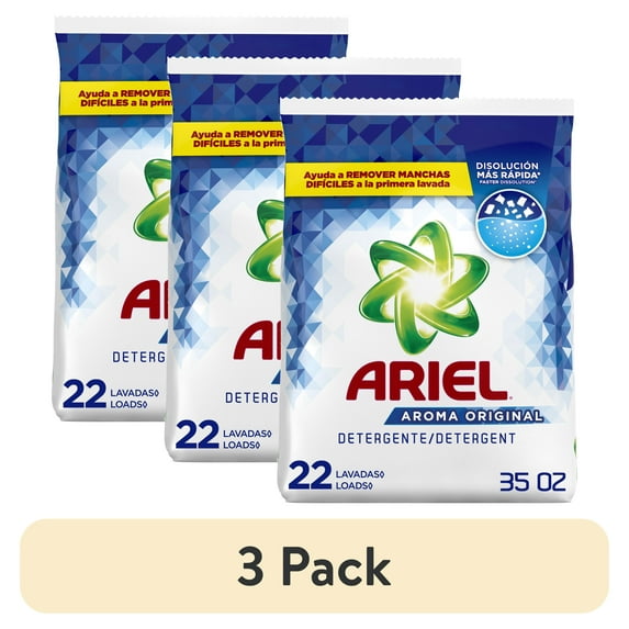 (3 pack) Ariel Powder Laundry Detergent, Original Scent, 35 oz, 22 Loads