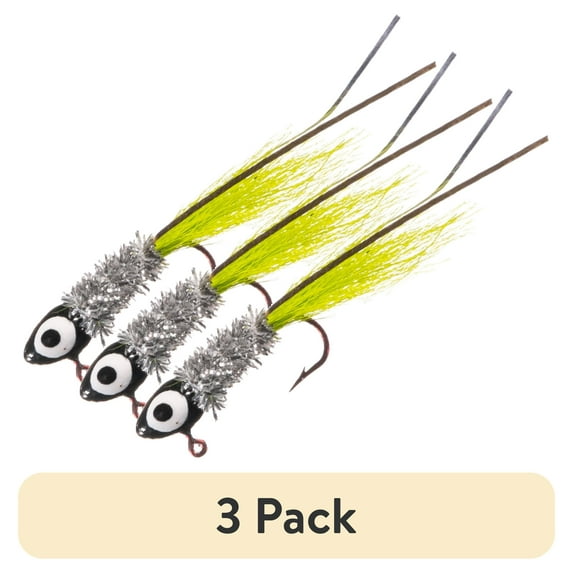 (3 pack) Arkie Lures Original Shineee Hineee Jig, Color Black & Chartreuse, Size 1/16 oz.