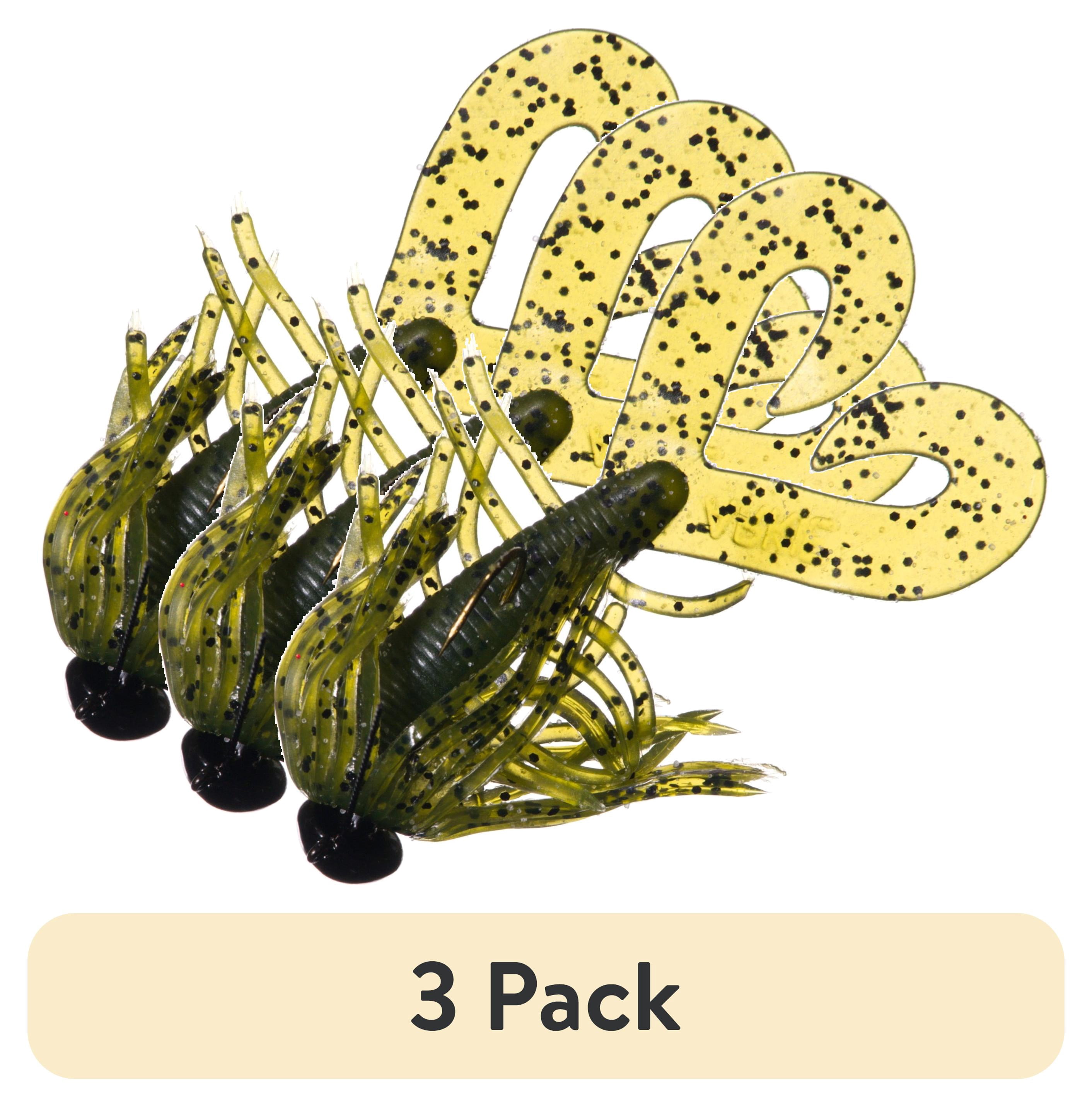 (3 pack) Arkie Lures Salty Crawlin' Grub Plastic Jig, Color Watermelon/Black Flake, Size 1/8 oz.