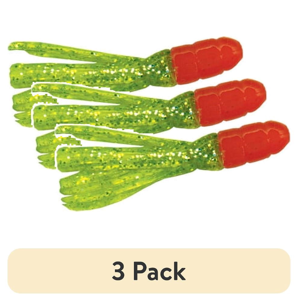 (3 pack) Arkie Lures Solid Body Fishing Tube, Color Red/Chartreuse