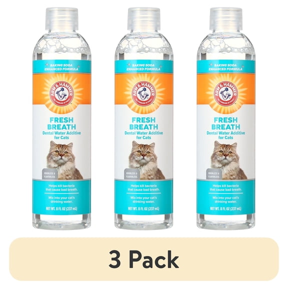 (3 pack) Arm & Hammer Advanced Care Dental Cleaning Water Additive for Cats, Mint Flavor, 8 fl oz