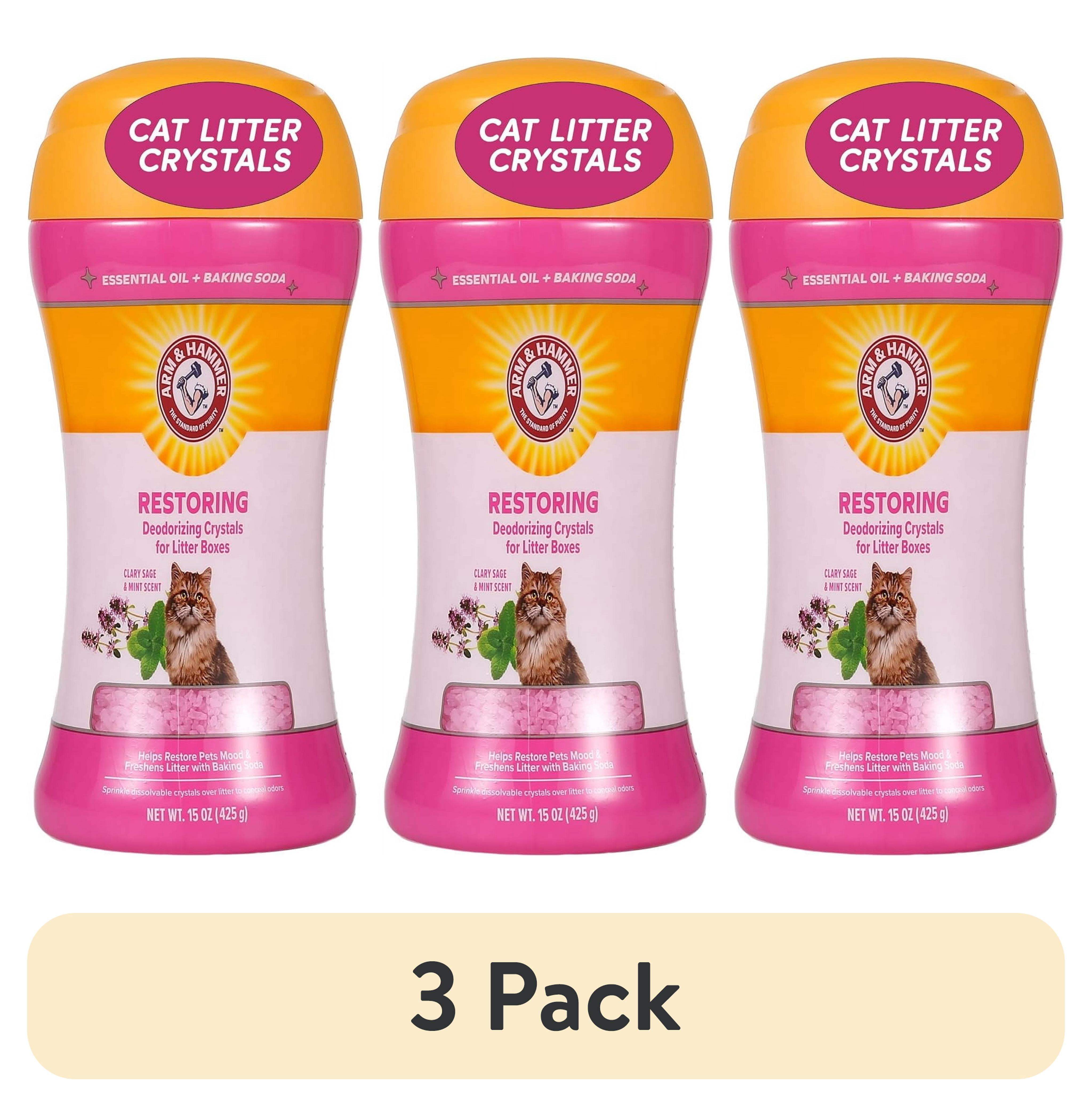 (3 pack) Arm & Hammer Deodorizing Cat Litter Crystals for Litter Boxes, Clary Sage & Mint Scent 15 oz.