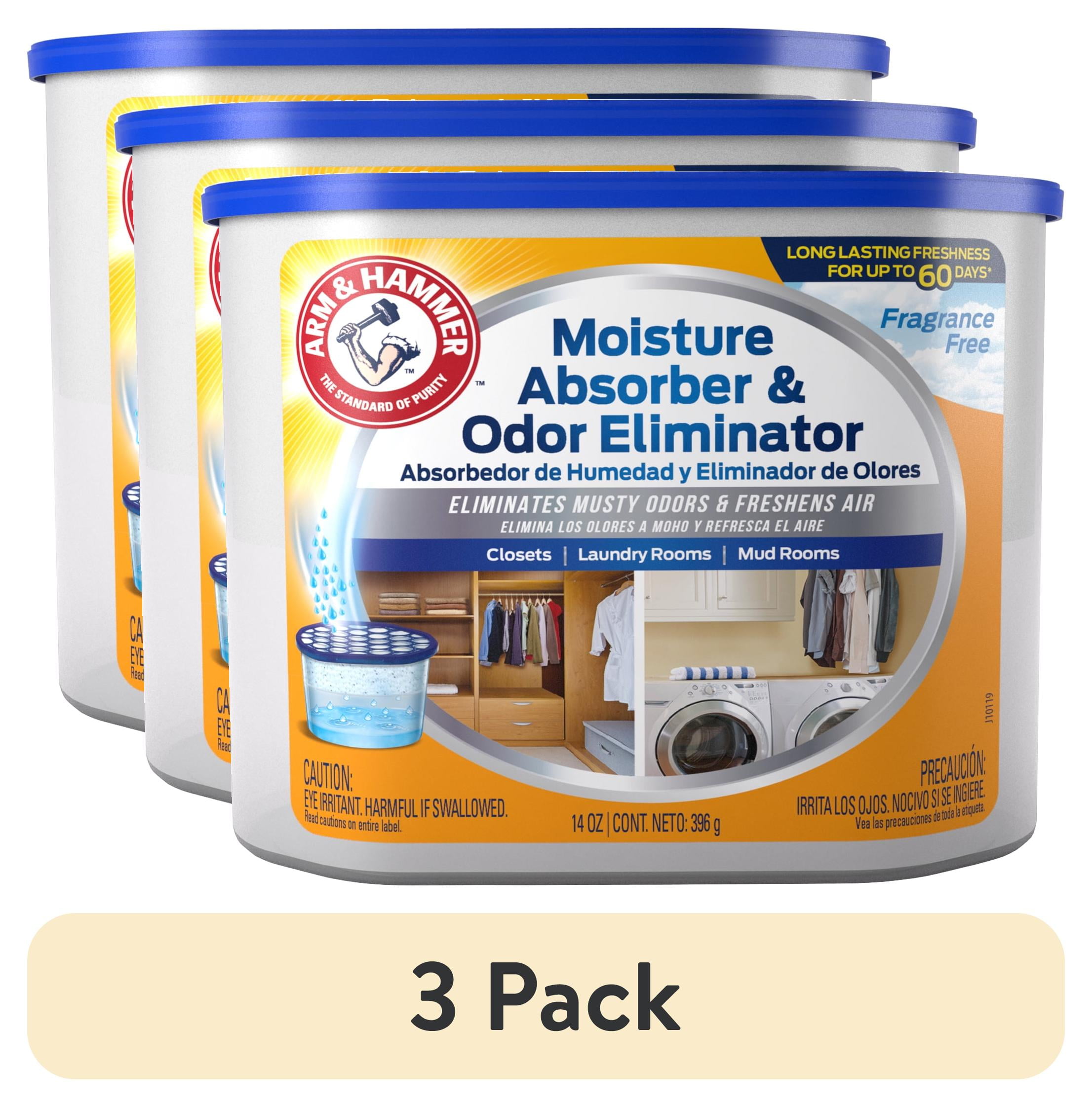 (3 pack) Arm & Hammer Moisture Absorber Tub, Fragrance Free Desiccant, 14 oz