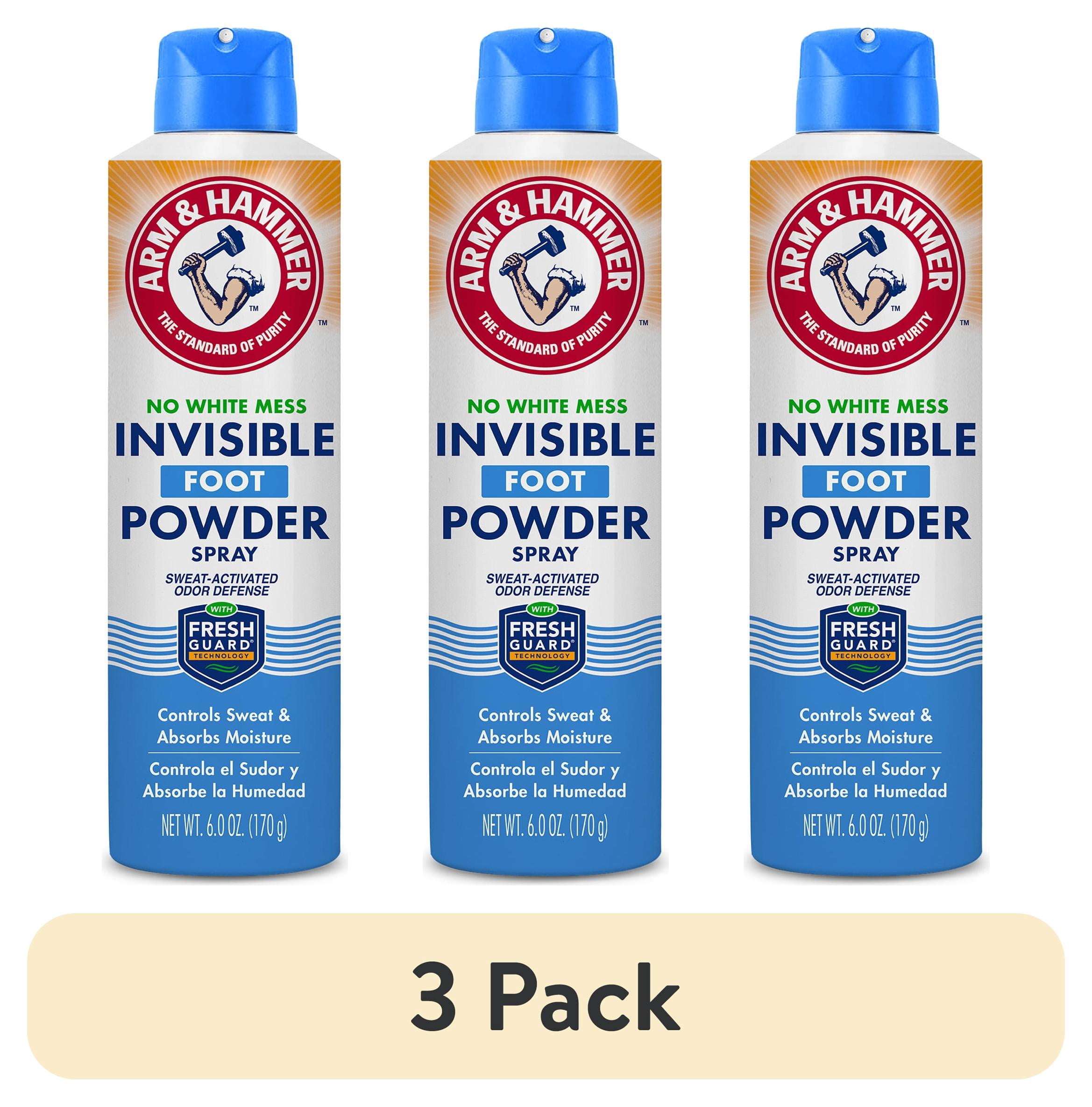 (3 pack) Arm Hammer Invisible Foot Powder Spray for Odor Control, 6 oz