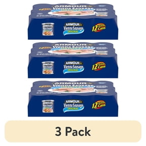 (3 pack) Armour Original Vienna Sausage, Original, 12g Protein Per Serving, 4.6 oz Can (Pack of 12)