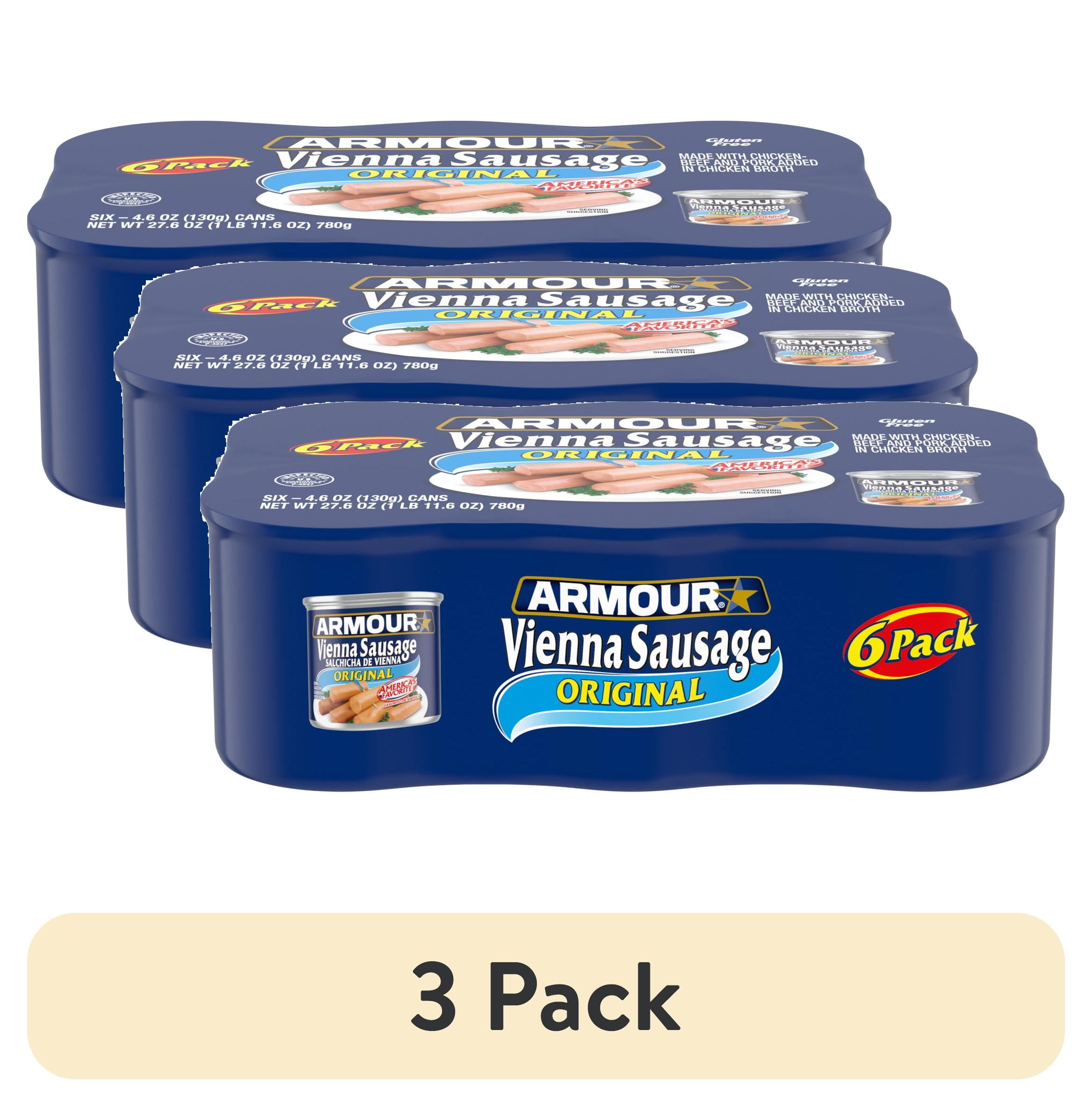 3 pack) Armour Star Vienna Sausage, Original Flavor, 7g Protein
