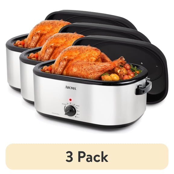(3 pack) Aroma 22Qt Electric Roaster Oven with Removable Pan and Granite Enamel Finish
