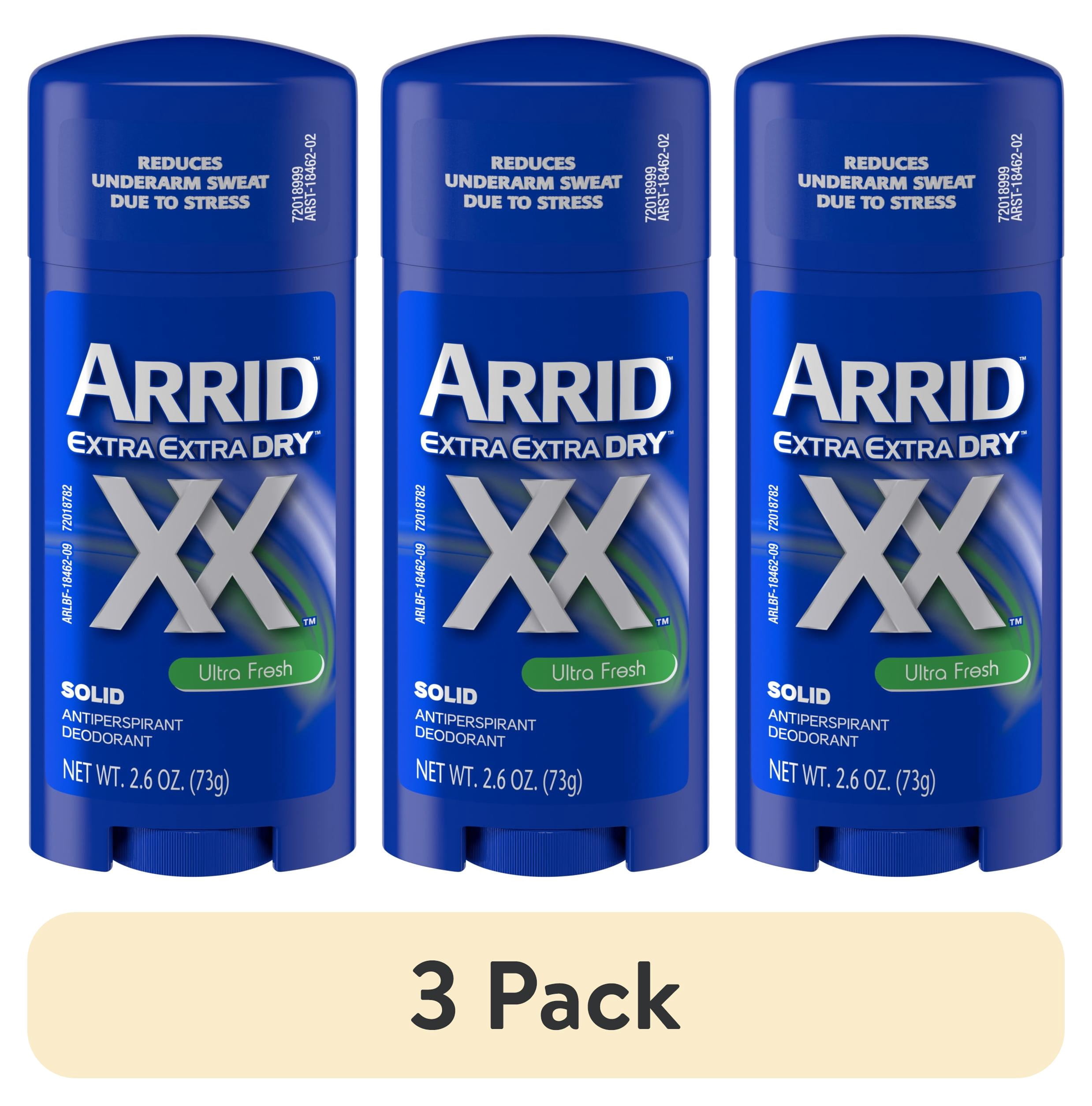 (3 pack) Arrid XX Extra Extra Dry Solid Antiperspirant Deodorant, Ultra Fresh, 2.6 oz