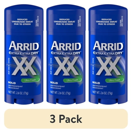 (3 pack) Arrid XX Extra Extra Dry Solid Antiperspirant Deodorant, Ultra Fresh, 2.6 oz