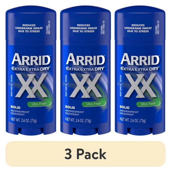(3 pack) Arrid XX Extra Extra Dry Solid Antiperspirant Deodorant, Ultra Fresh, 2.6 oz