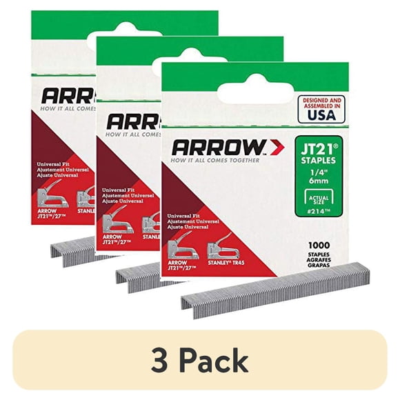 (3 pack) Arrow 1/4 inch JT21 Staples - 1,000 Count