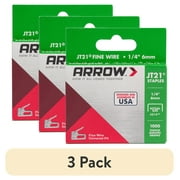 (3 pack) Arrow JT21 7/16 in. W X 1/4 in. L Flat Crown Fine Wire Staples, 1000 Pack, Light Duty