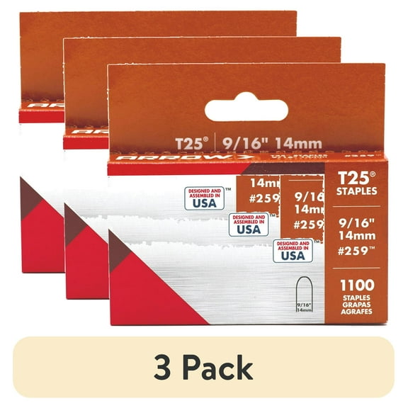 (3 pack) Arrow T25 9/16" Heavy Duty Cable Staples - 1000 Count, for Computer, Phone Cables, New