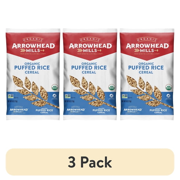 (3 pack) Arrowhead Mills Puffed Rice Cereal, 6 oz Bag