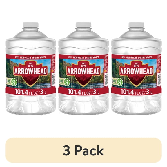(3 pack) Arrowhead Mountain Spring Water, 3 Liter, Single Plastic Jug