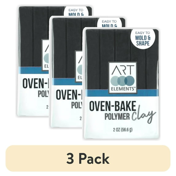 (3 pack) ArtSkills - Art Elements Oven Bake Polymer Clay, 2oz, Black