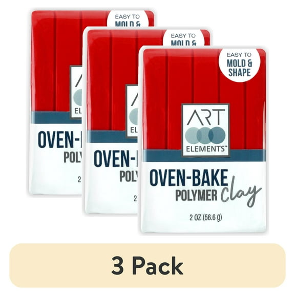 (3 pack) ArtSkills - Art Elements Oven Bake Polymer Clay, 2oz, Red