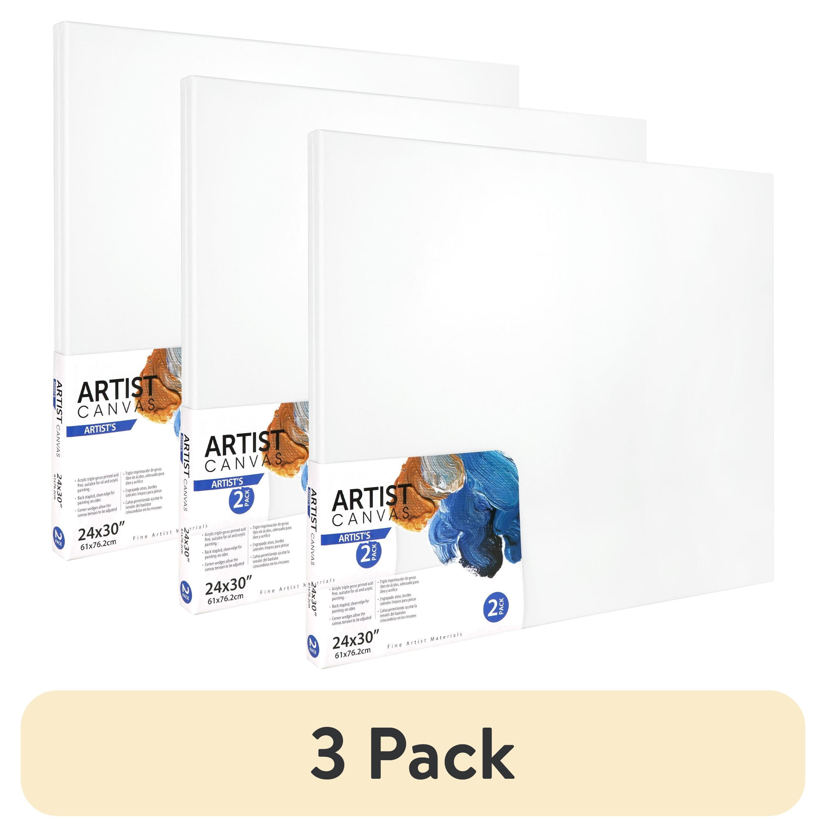 (3 pack) Artist Stretched Canvas, 24"X30", 2 Pack, 100% Cotton Acid Free, White, Deluxe Canvas, For All Skill Levels